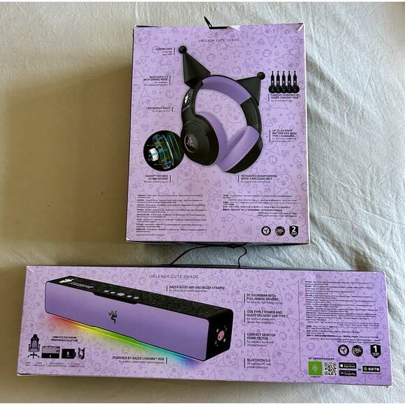 Limited Edition Sanrio Kuromi Razer Wireless RGB Headset HyperClear Cardioid Mic - Picture 14 of 14